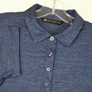 TravisMathew Polo Shirt Women Small Navy Blue Heathered Performance Stretch